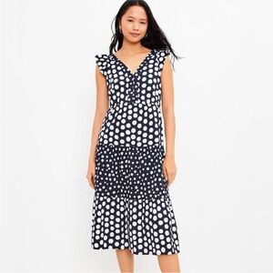 Loft Midi Polka Dot Sleeveless Dress XSmall